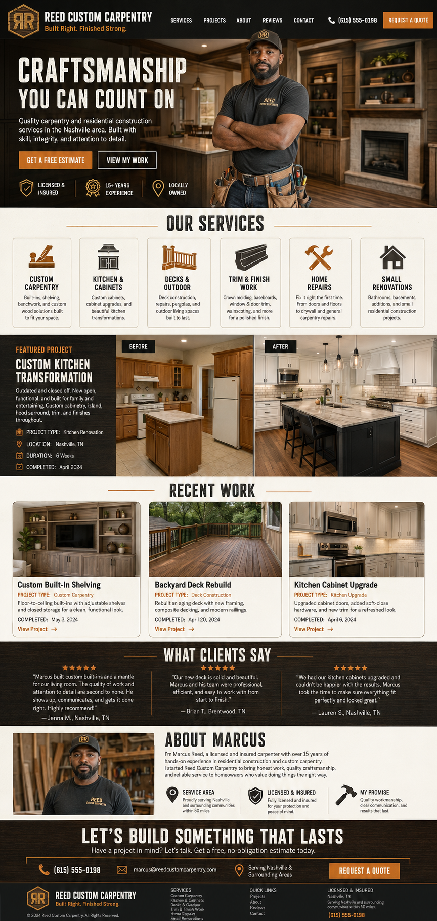 Business & Local Services example one-page website template