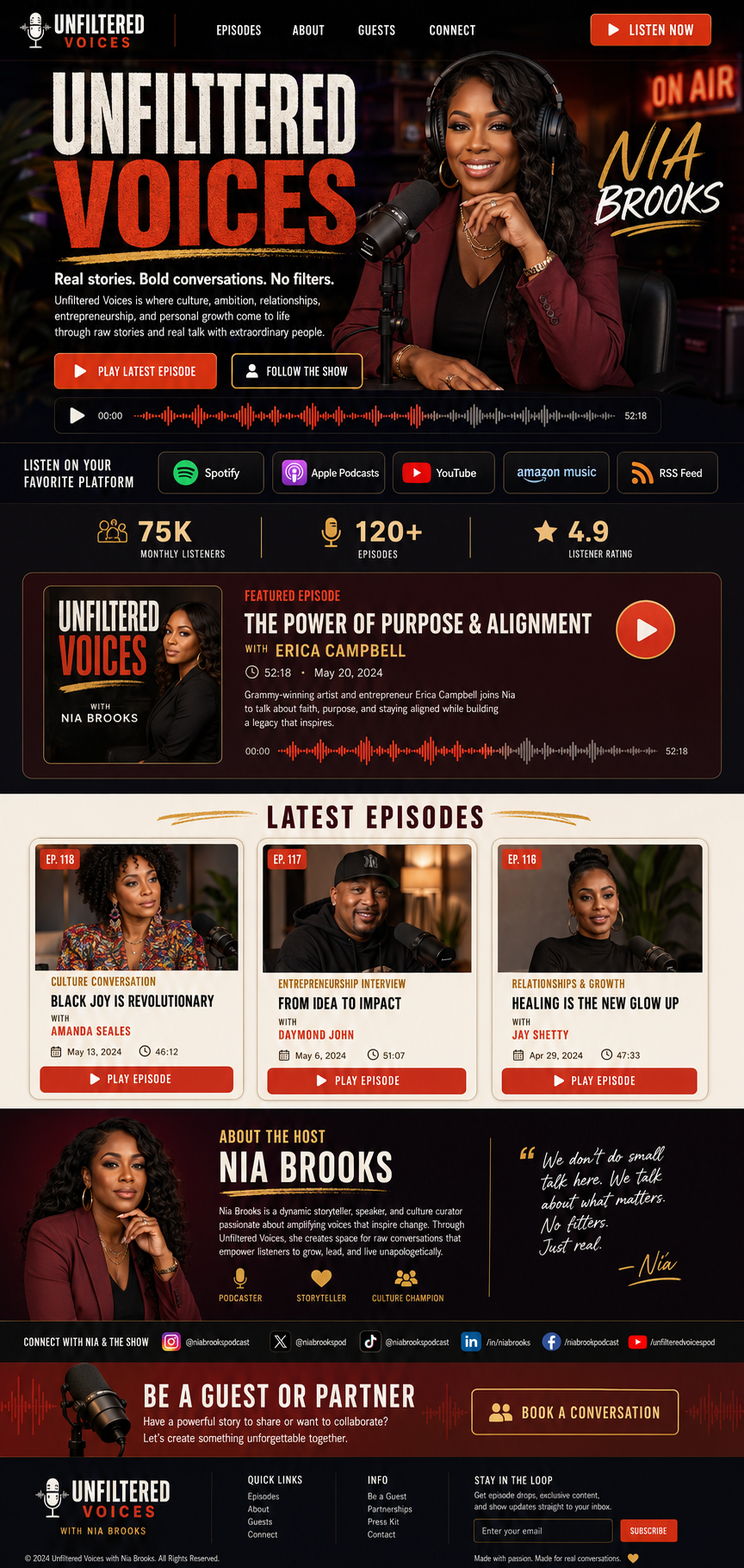 Podcast & Media example one-page website template